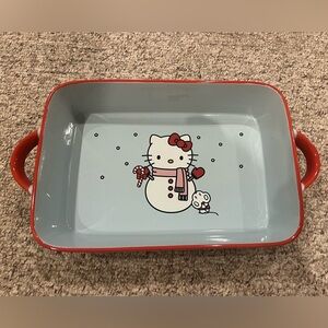 Hello Kitty Red and Blue Christmas Holiday Baking Dish, NEW